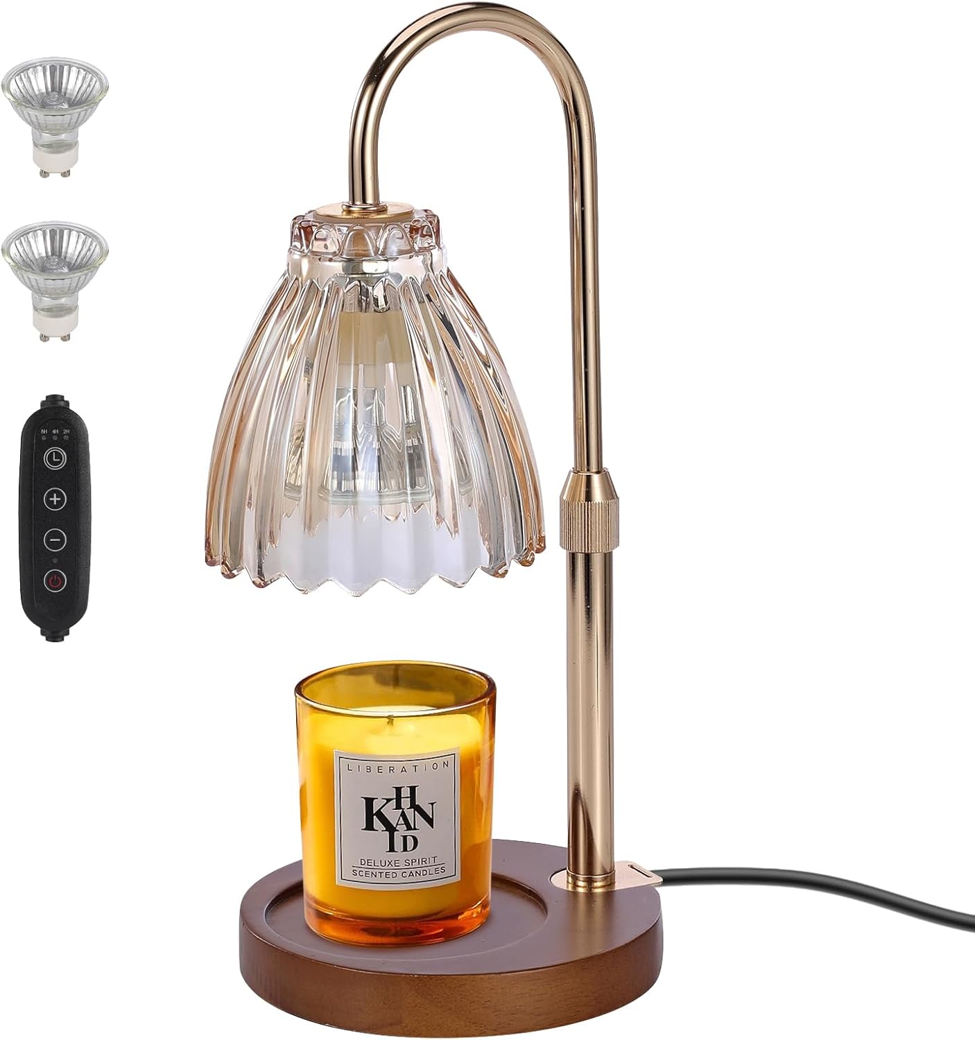 Electric Timer Candle Warmer Light with Adjustable Height and Dimmable Feature