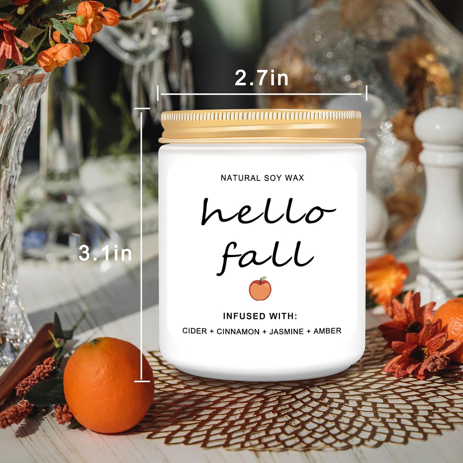 Homsolver Fall Decor Candles with Hello Fall Message