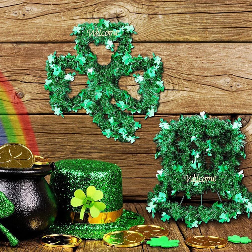 Garneck Irish Decor Flower Wreath 2pcs Shamrock Frame