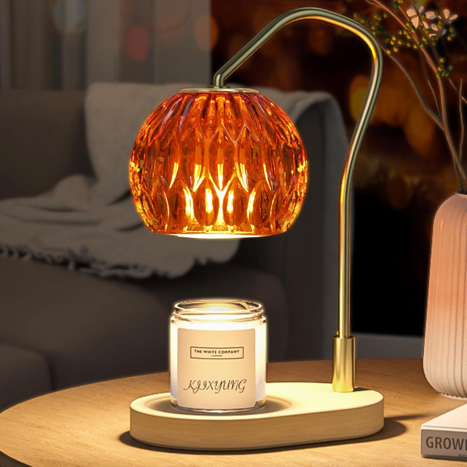 Amber Candle Warmer Lamp with Timer and Dimmer