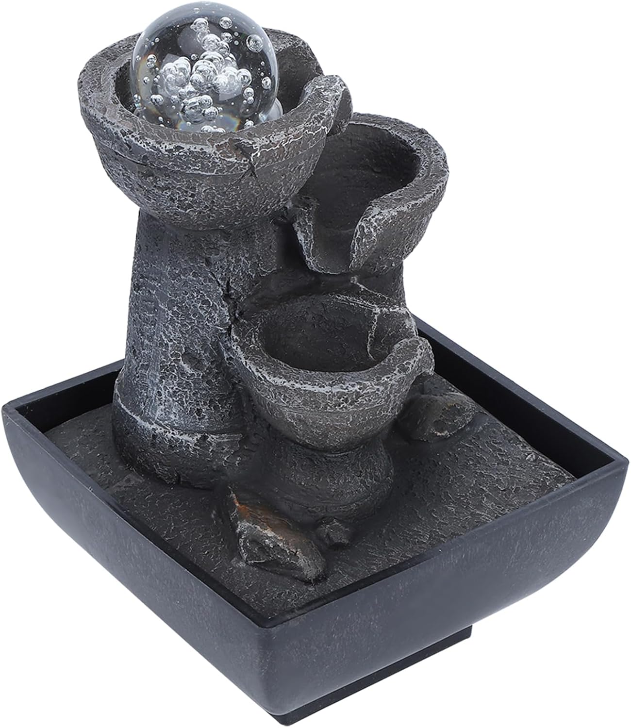 LED Tabletop Fountain with Waterfall and Ball for Home Office Decor