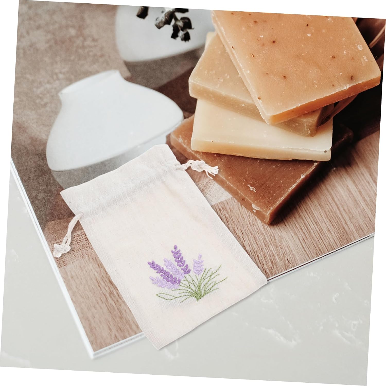 Gatuida 10 Pack Empty Drawstring Sachet Bags Lavender Decorative Packaging Holders