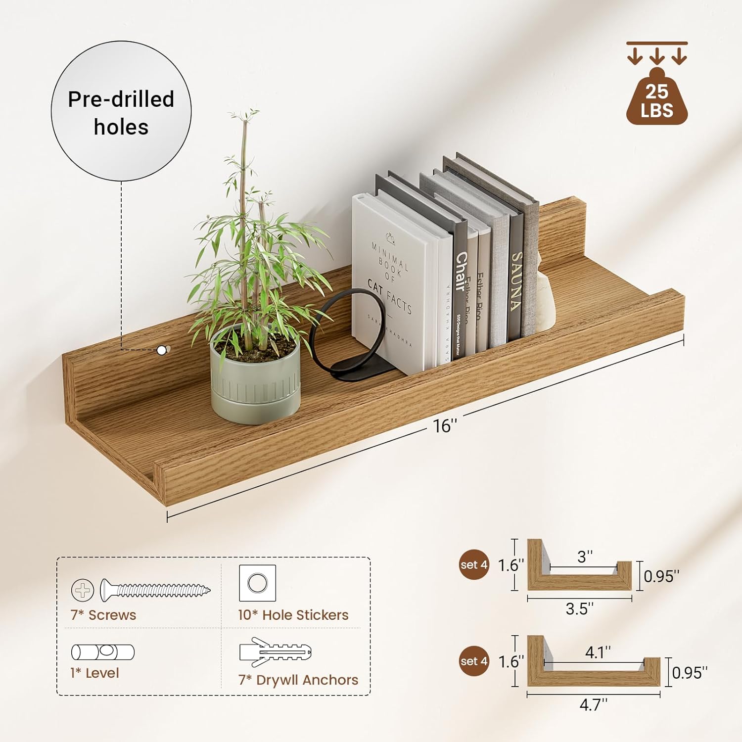 24 Inch Floating Shelf Set of 8 for Wall Decor