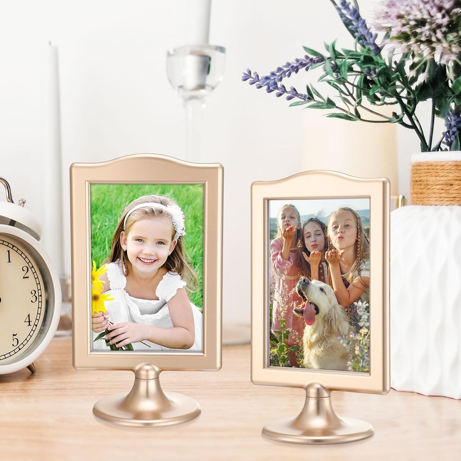 Soaoo 24 Pcs Double Sided Gold Picture Frames for Tabletop Display