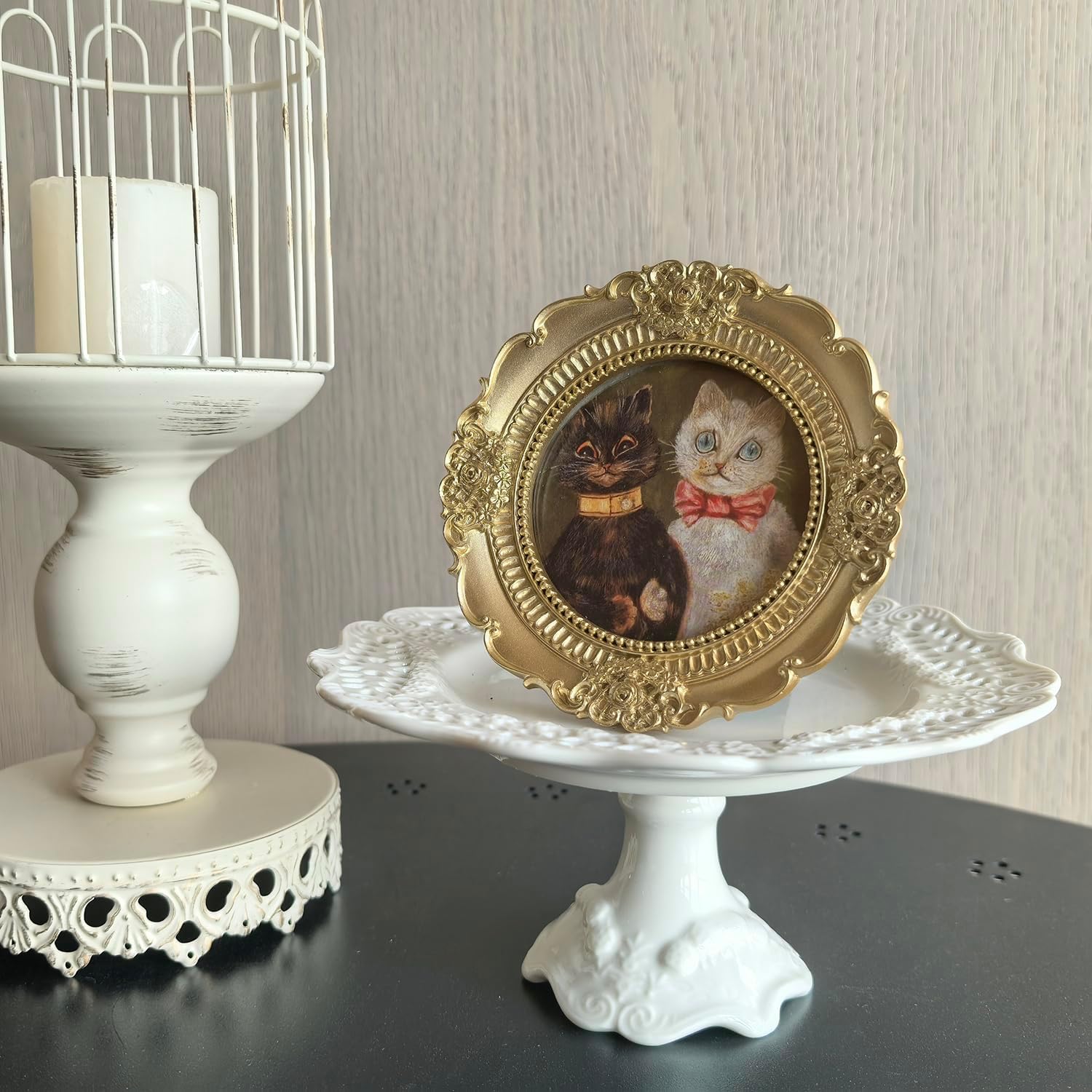 Vintage Round Picture Frame 3x3 Gold