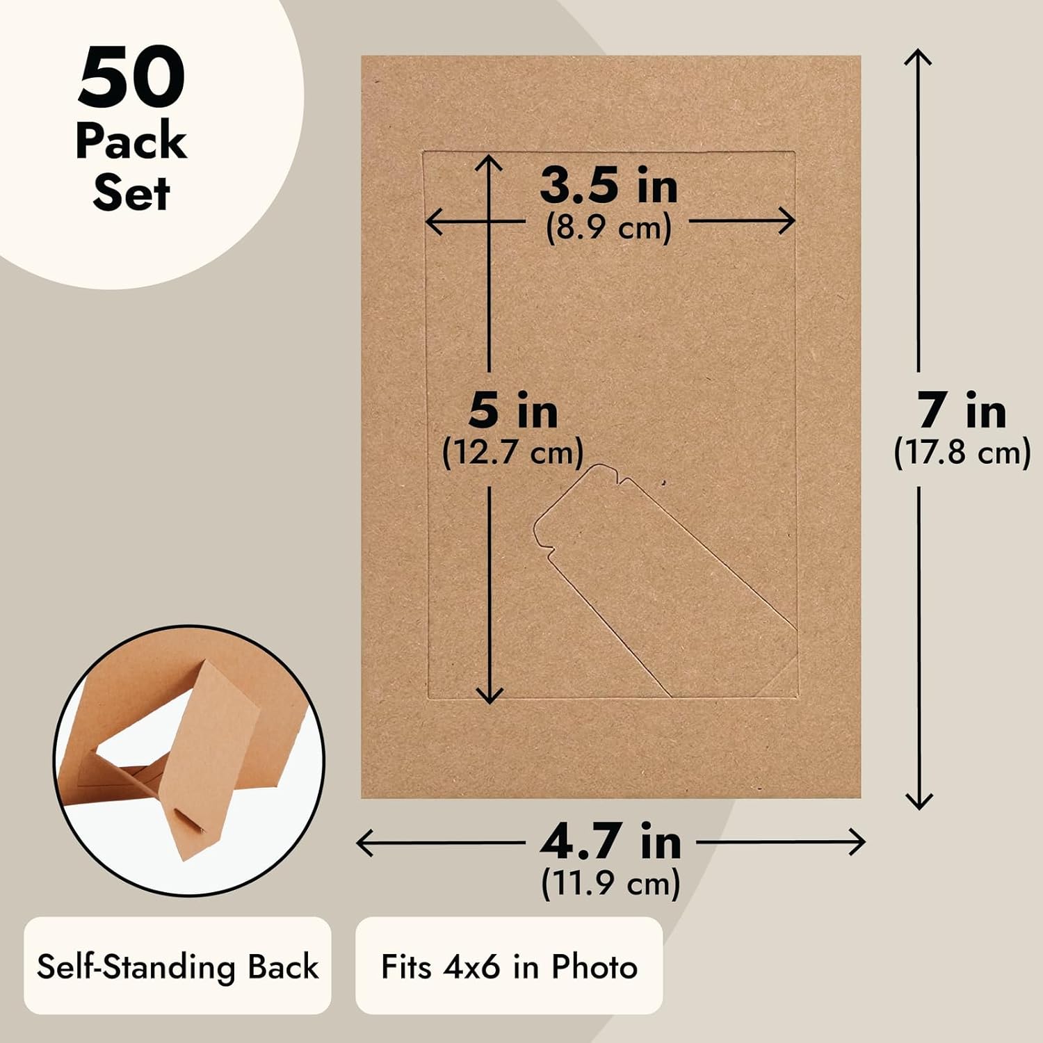 Juvale Kraft Paper Picture Frames 4x6in Brown 50-Pack