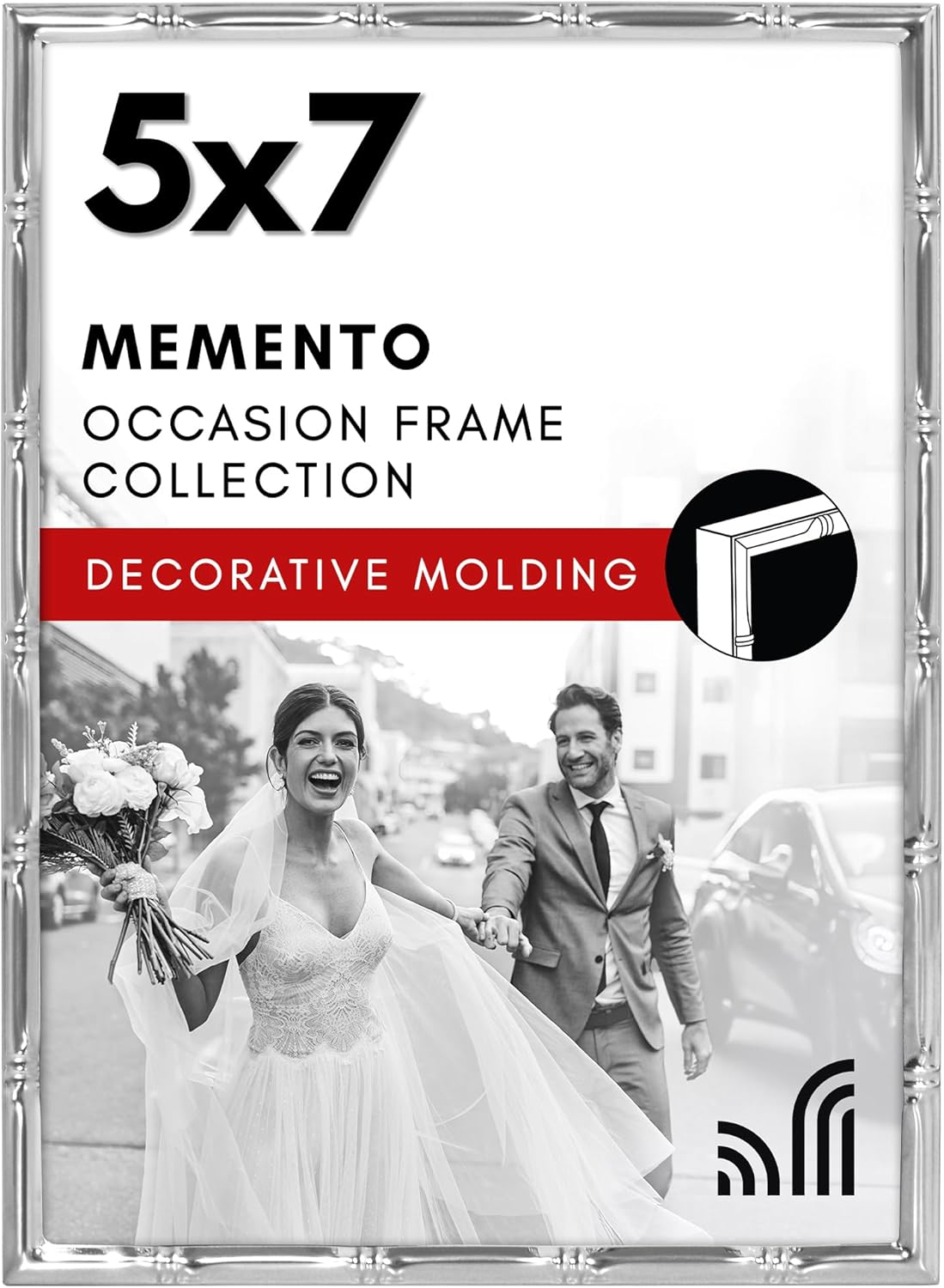 Americanflat 5x7 Bamboo-Style Picture Frame - Silver