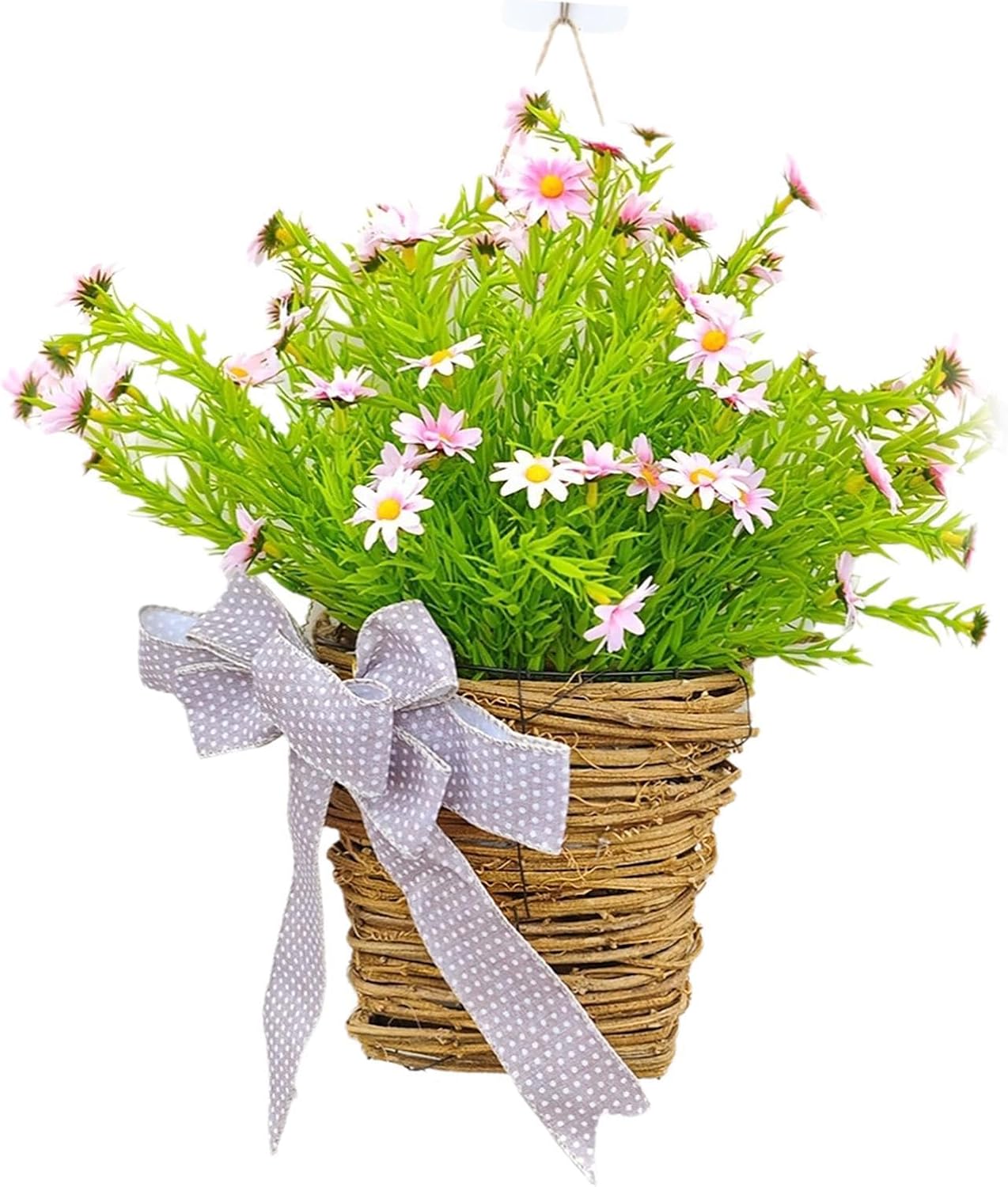 Spring Wreath Hanging Basket for Front Door Decor