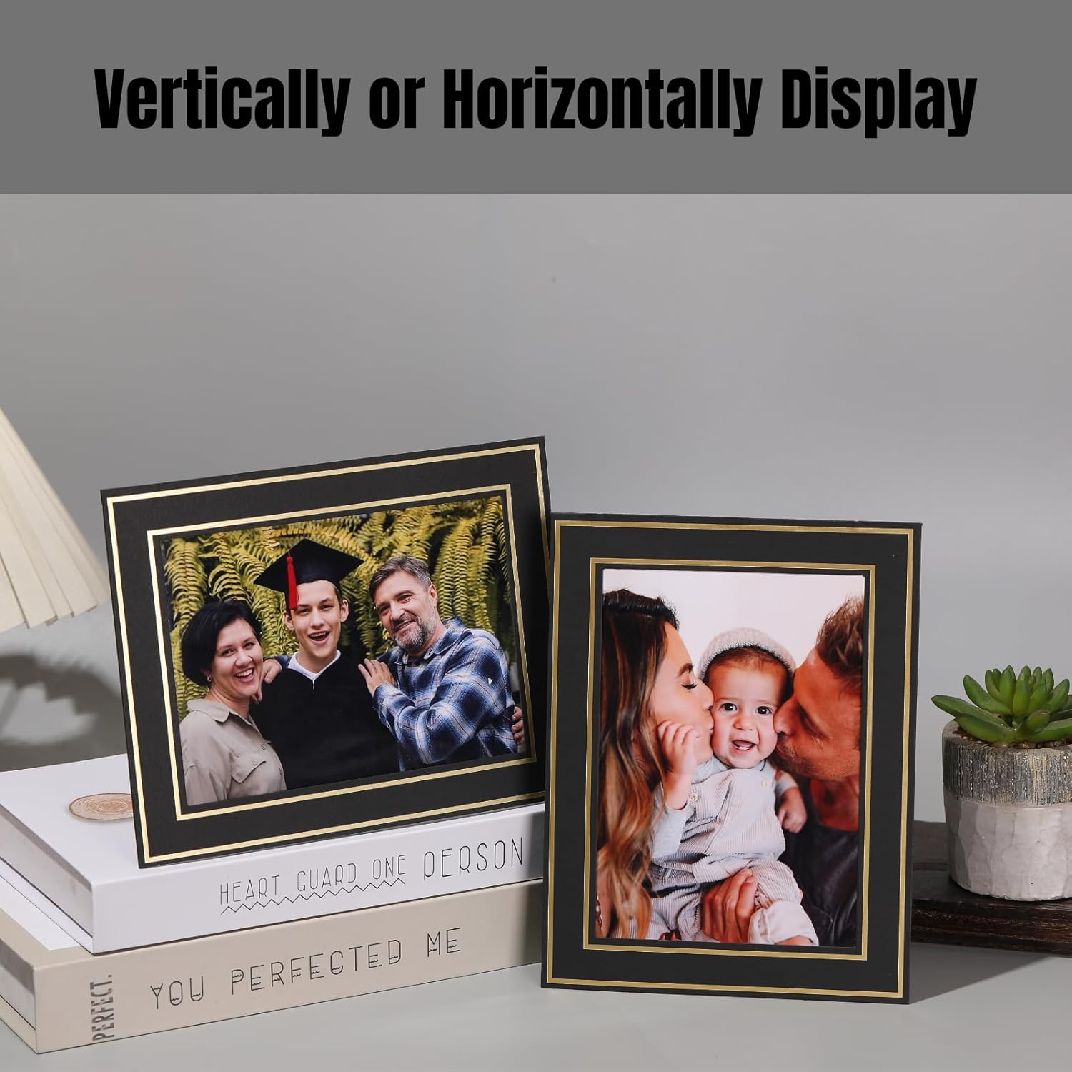 100Pack Black Paper Frames with Gold Trim and Easel