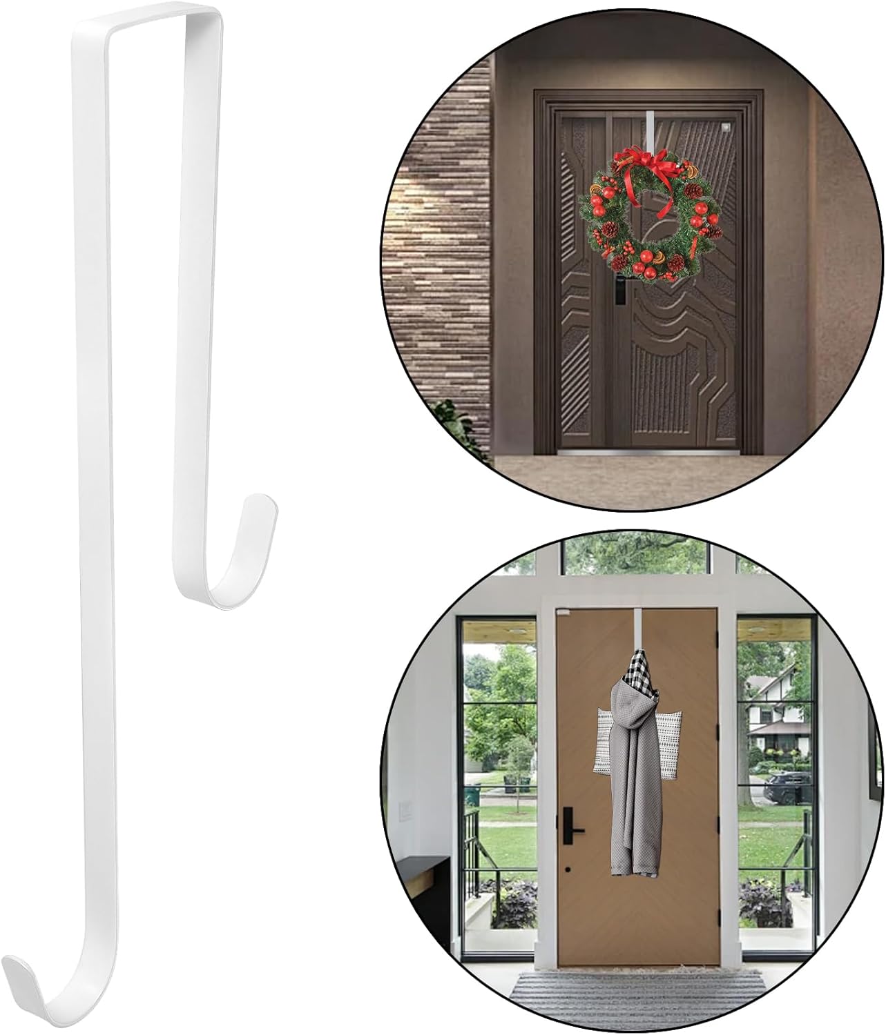 Double Side Wreath Hanger Over The Door - Large Metal Hook for Christmas