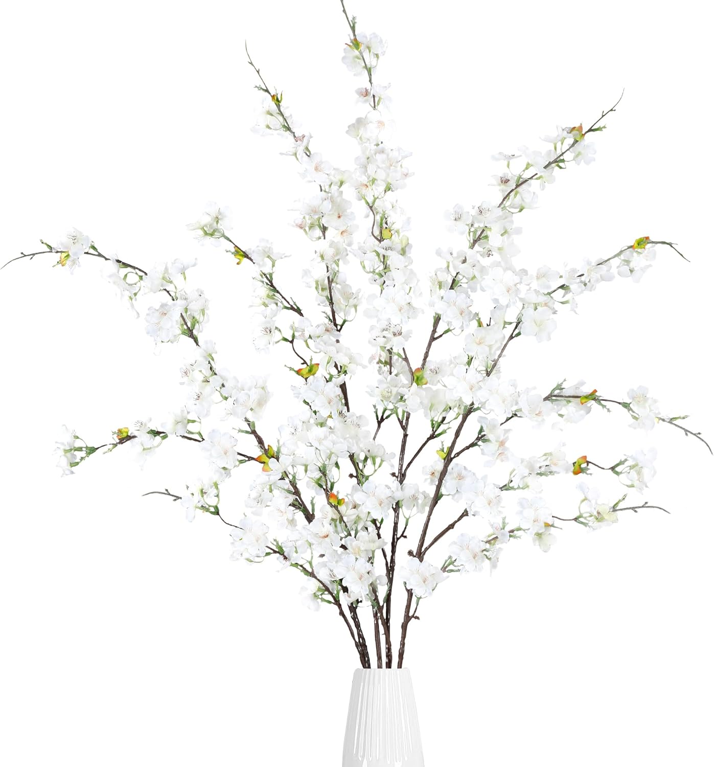 Sggvecsy 4 Pc Artificial Cherry Blossom Branches White