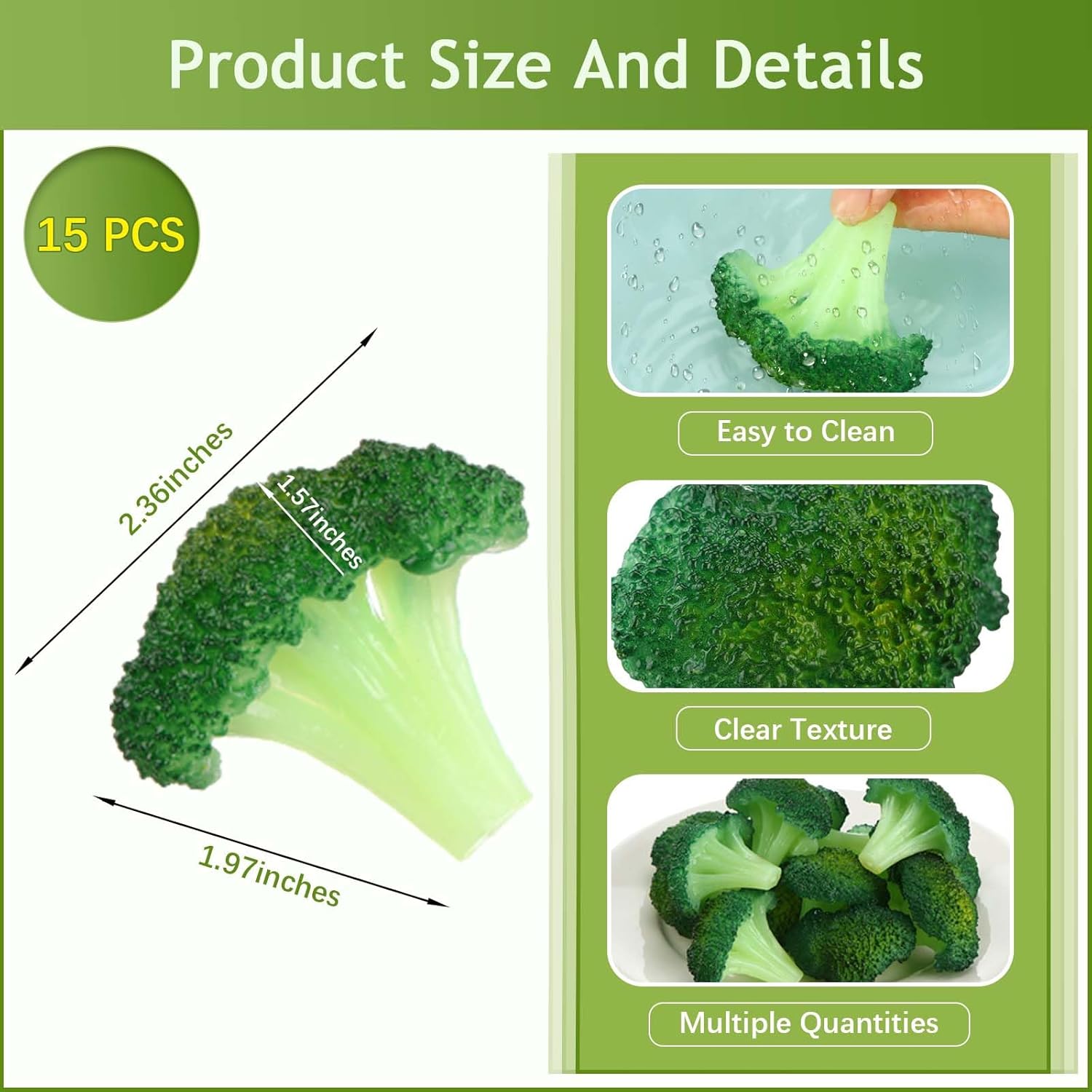 Giegxin 15 Pcs Realistic Fake Broccoli Decor