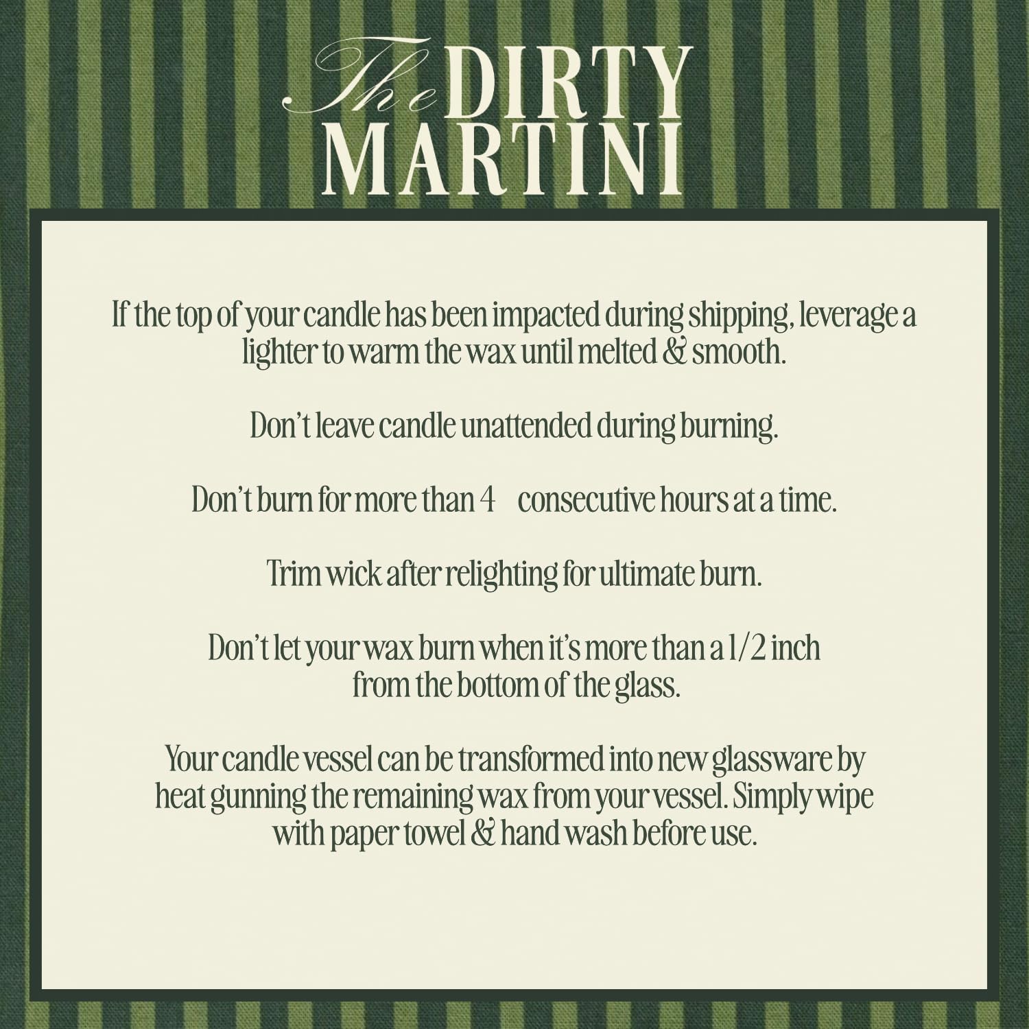 Dirty Martini Cocktail Candle 40 Hour Burn