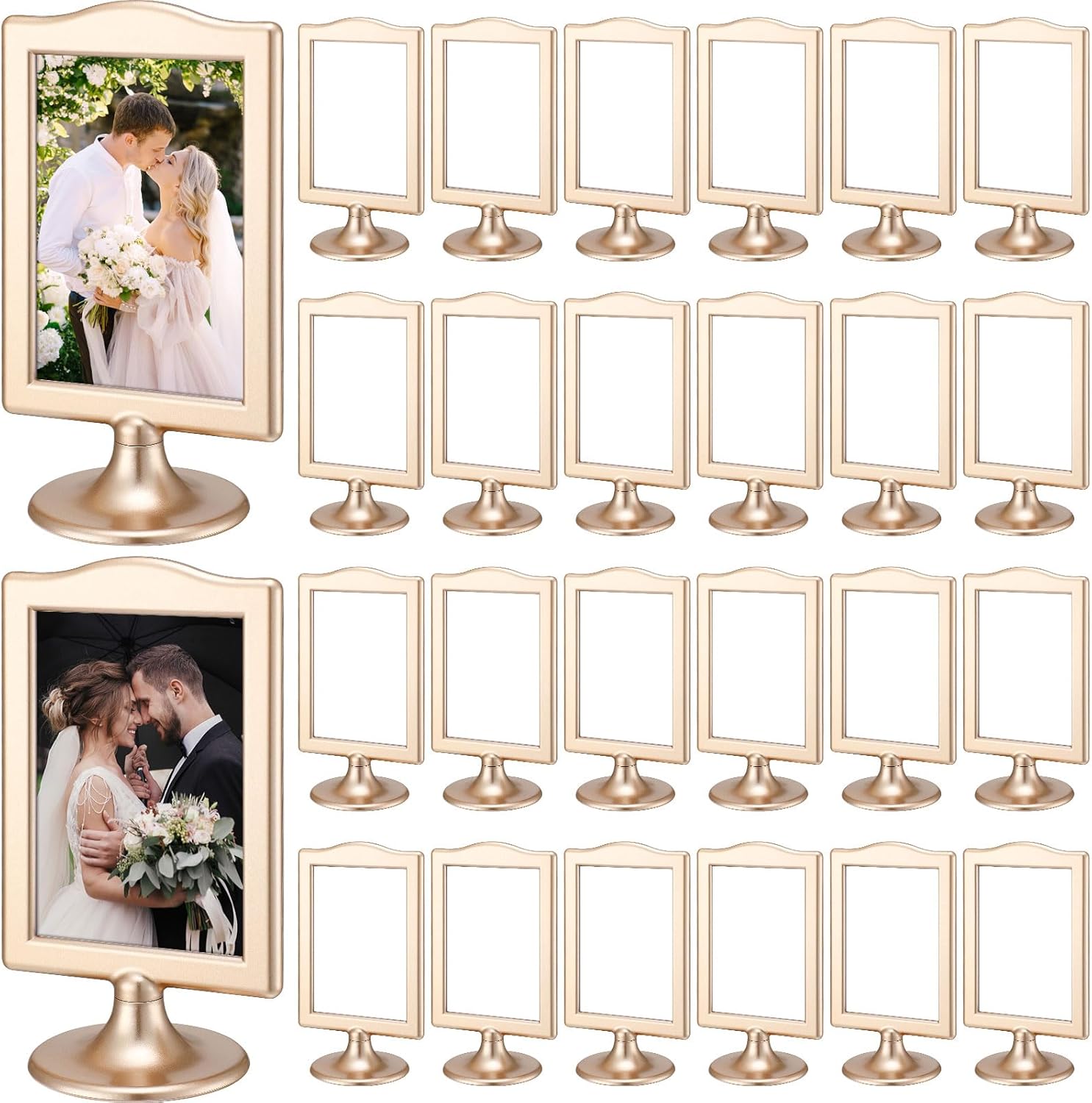 Soaoo 24 Pcs Double Sided Gold Picture Frames for Tabletop Display