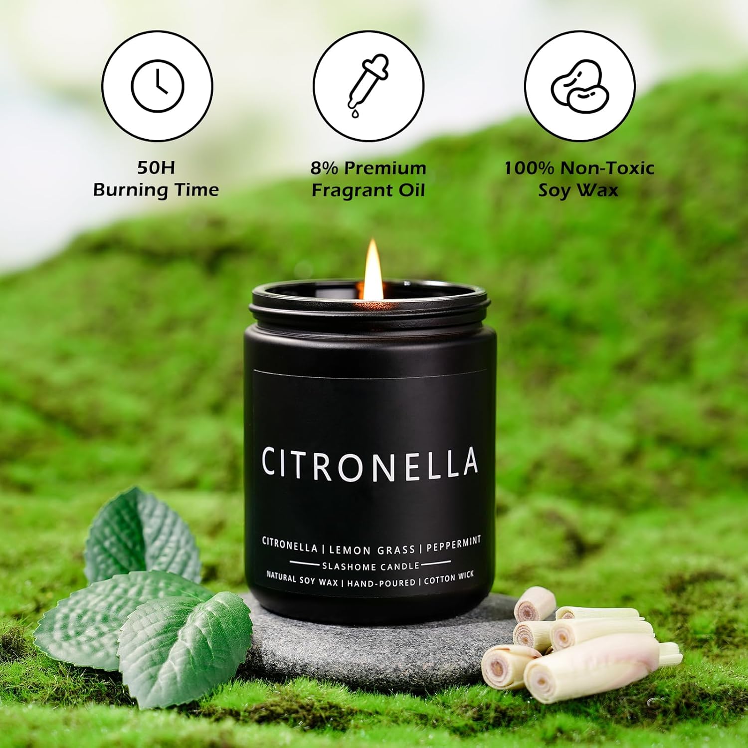 Citronella Scented Soy Jar Candle 7oz for Outdoor and Home Use