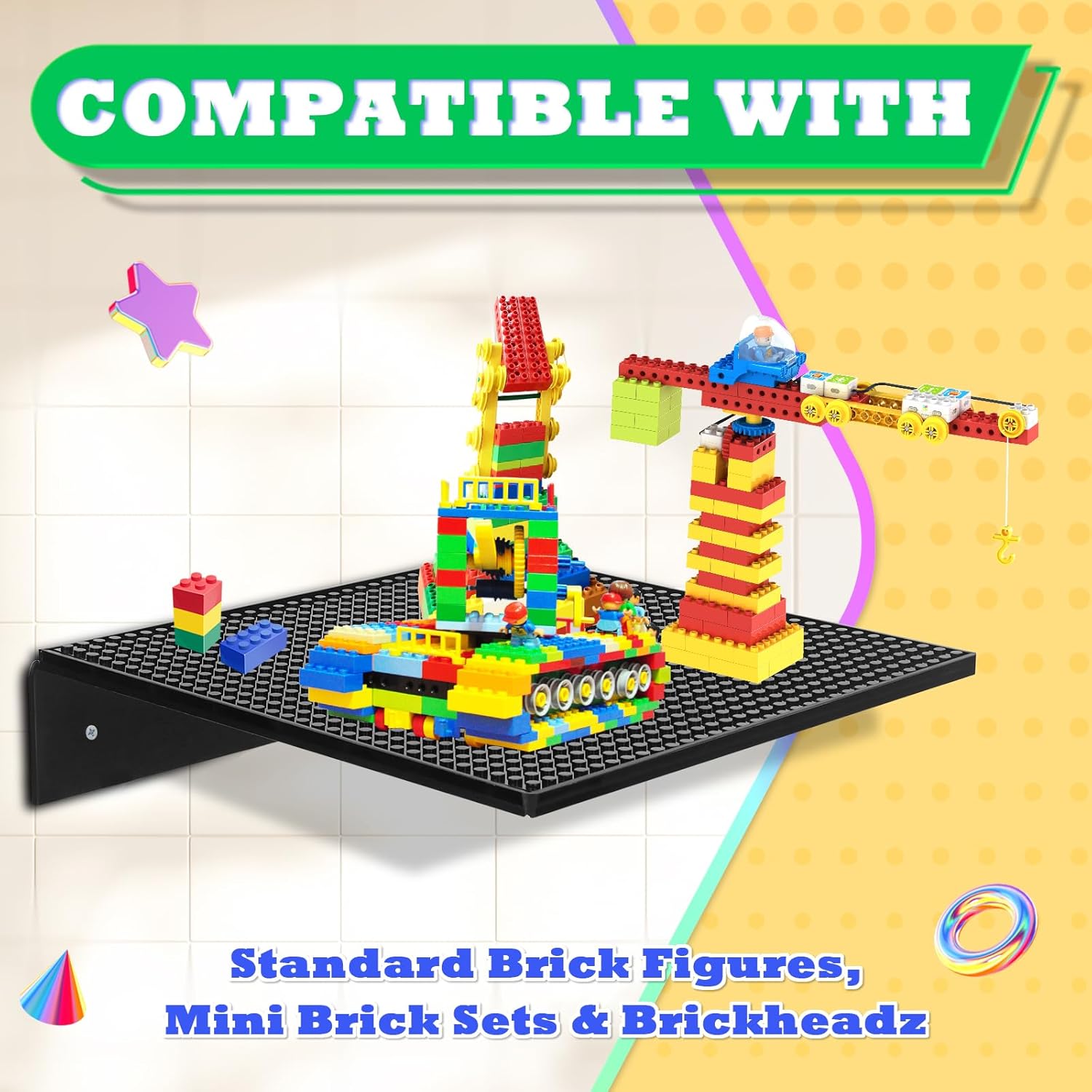 2 Pack Floating Shelves for Lego and Toy Blocks Display