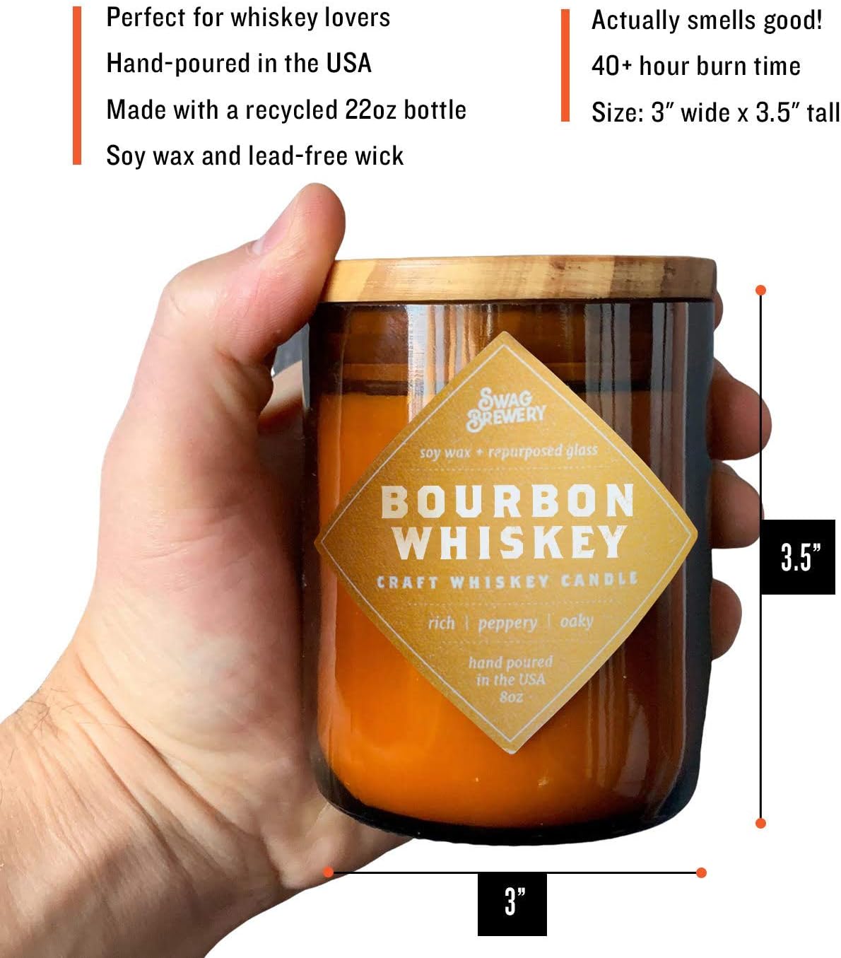 Bourbon Whiskey Brew Candle - Man Cave Gift Fathers Day Gift Scotch Bourbon Scent