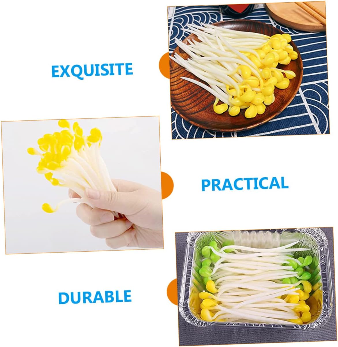 50Pcs Realistic Artificial Bean Sprouts Decor for Kitchen and Garden
