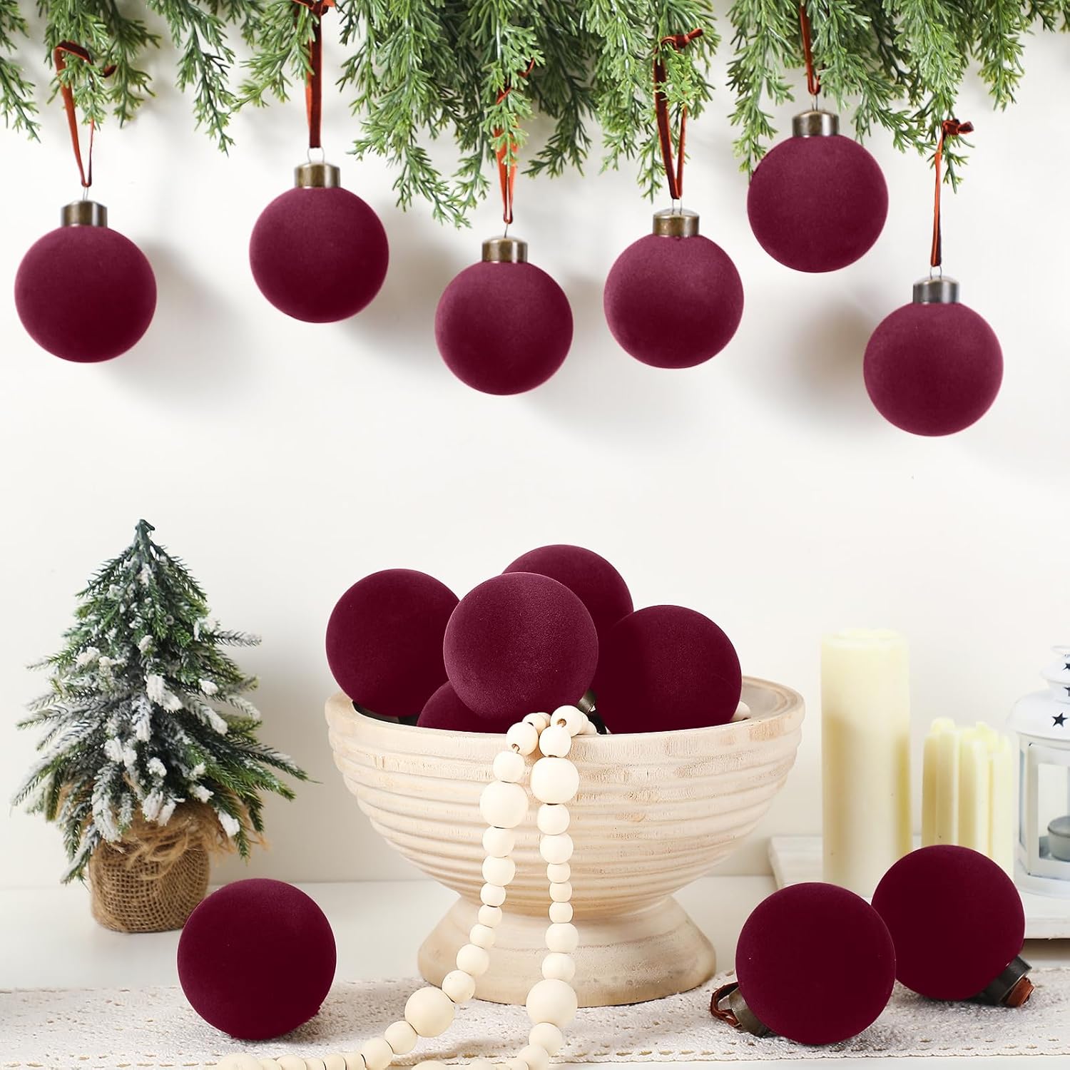 Liliful 15 Pcs Velvet Christmas Balls Decor