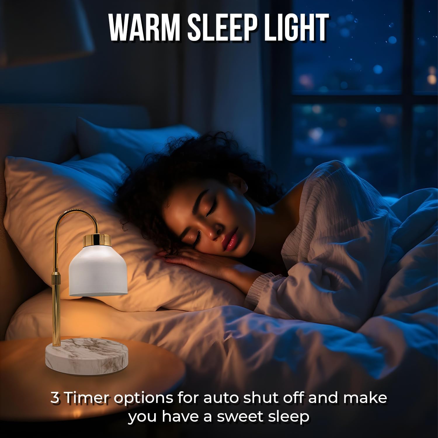 Adjustable Electric Candle Warmer Lamp with Timer - Safe Dimmable