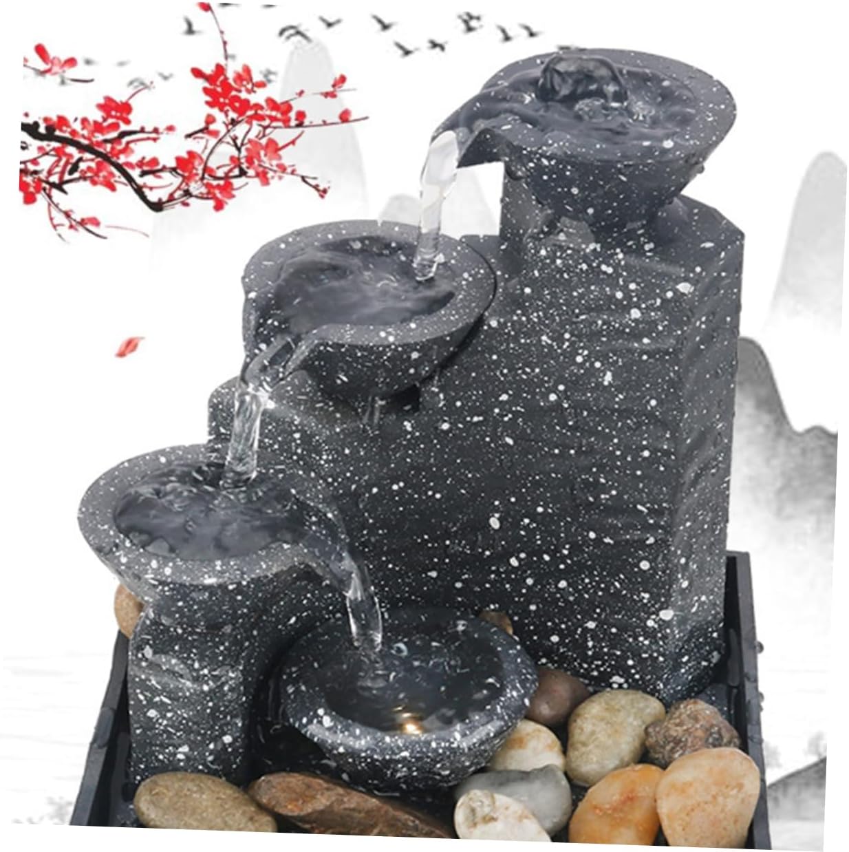 1pc Battery-Powered Waterfall Decor Artificial Fountain for Indoor