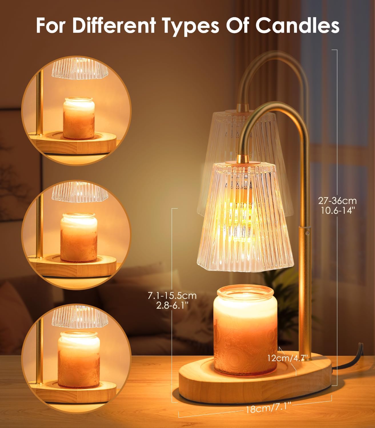 Vanranger Electric Candle Warmer Lamp with Timer and Adjustable Height