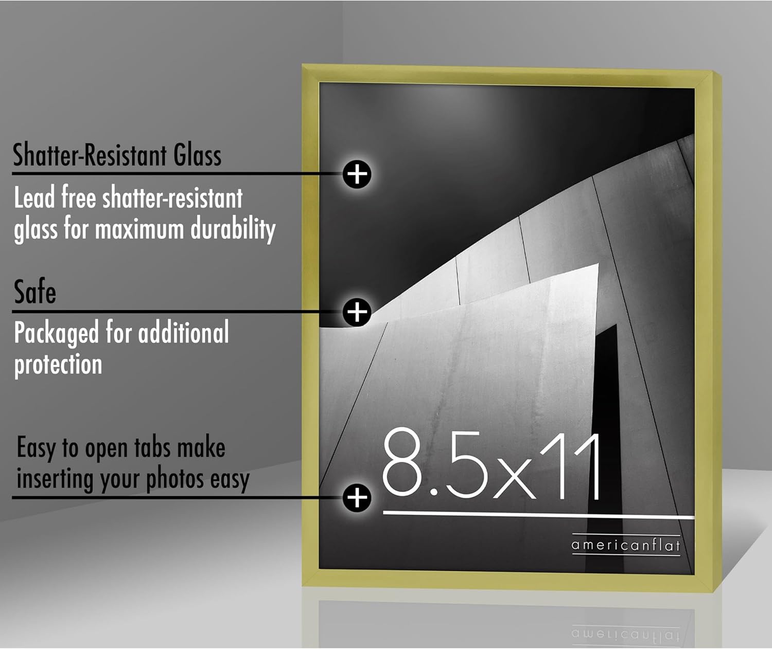 Americanflat 85x11 Gold Picture Frame with Shatter-Resistant Glass