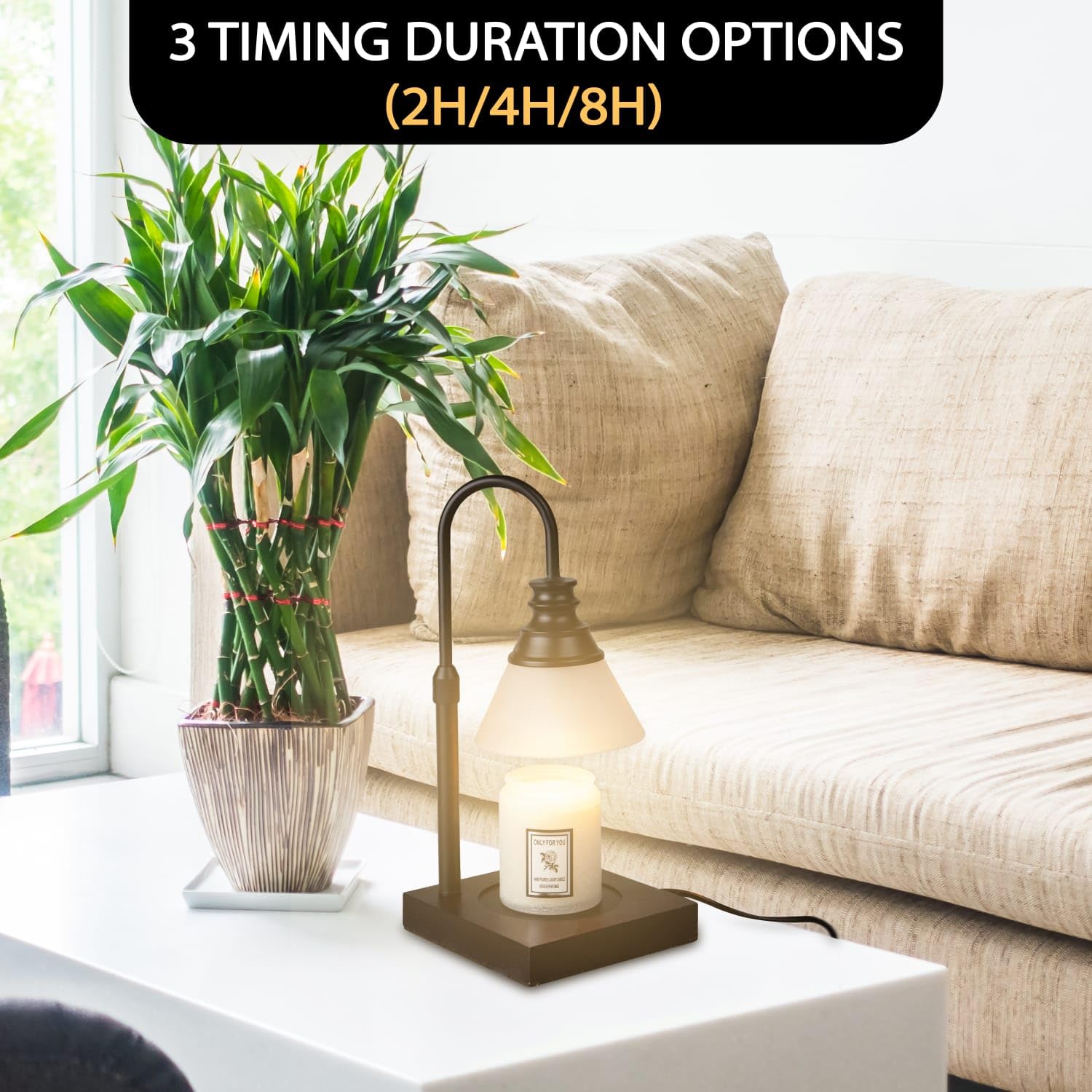 VISUAL DIGESTION Candle Warmer Lamp for Large Jar Candles - Electric with Timer and Dimmable 3000K