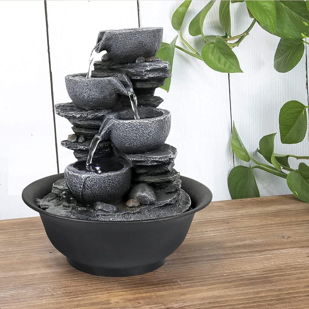 Naturefalls Indoor Tabletop Water Fountain 106 Inch 4 Tier with LED Light