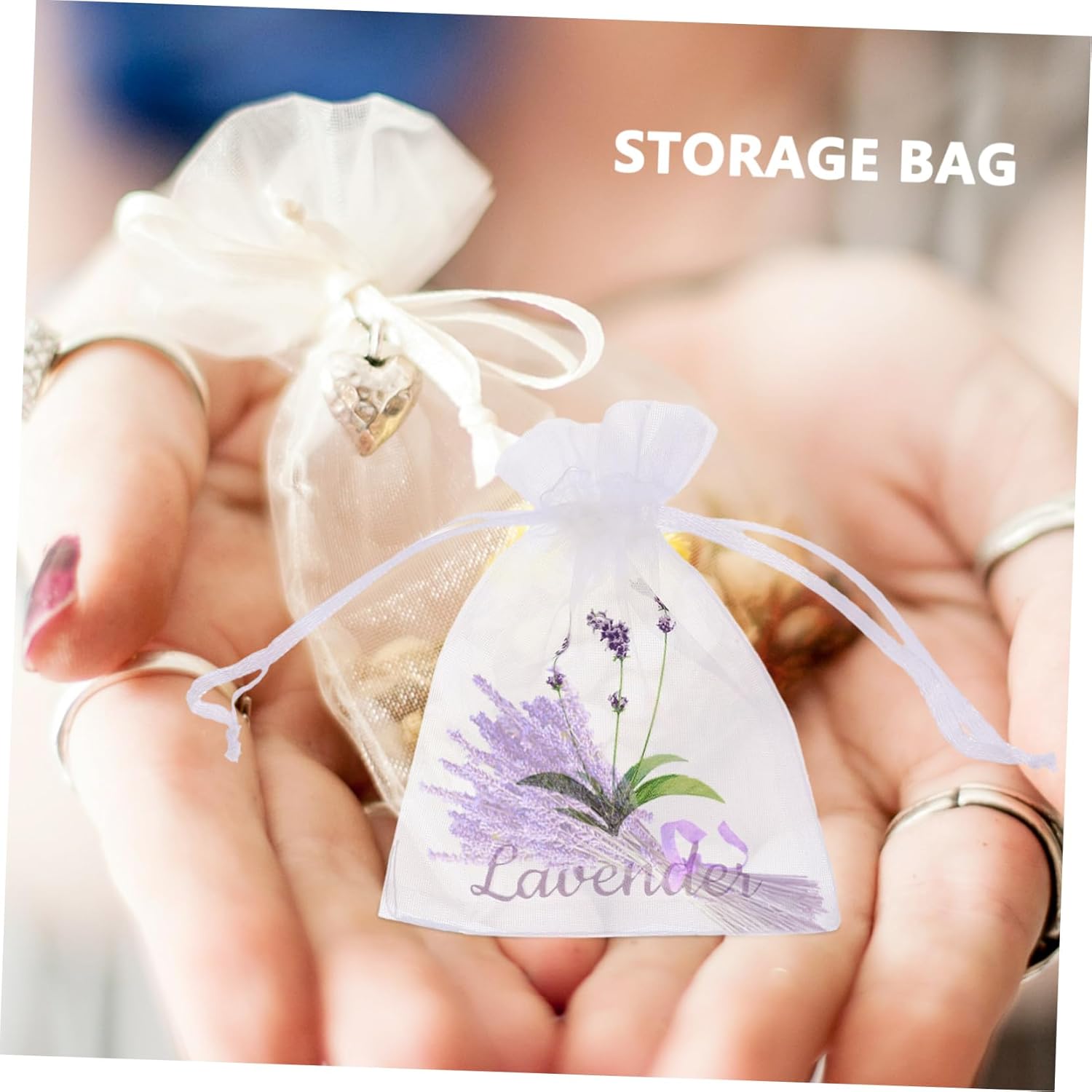 20pcs White Lavender Sachet Bags with Drawstring for Home Fragrance Storage