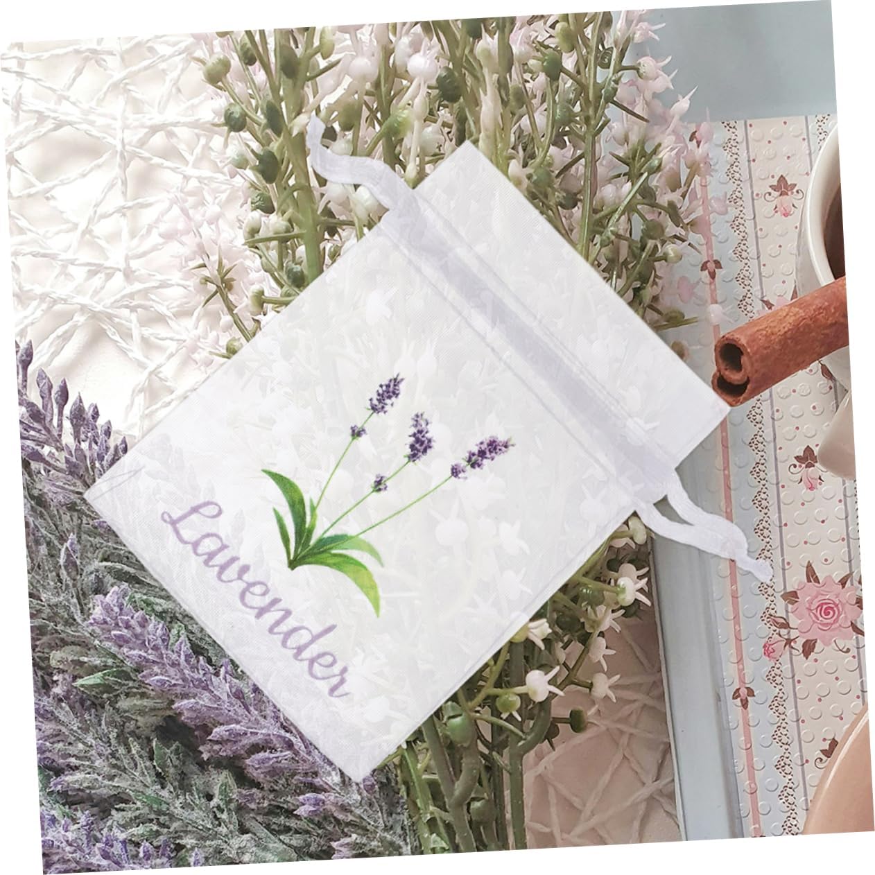 VOSAREA Lavender Dried Sachet Bags 50pcs Drawstring Pouches for Home Fragrance