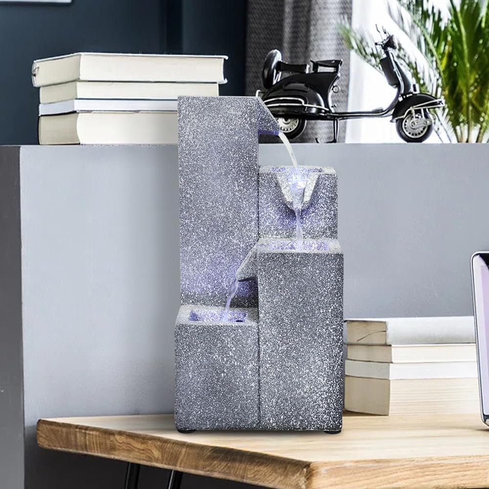 157 inch H Tabletop Fountain with LED Lights