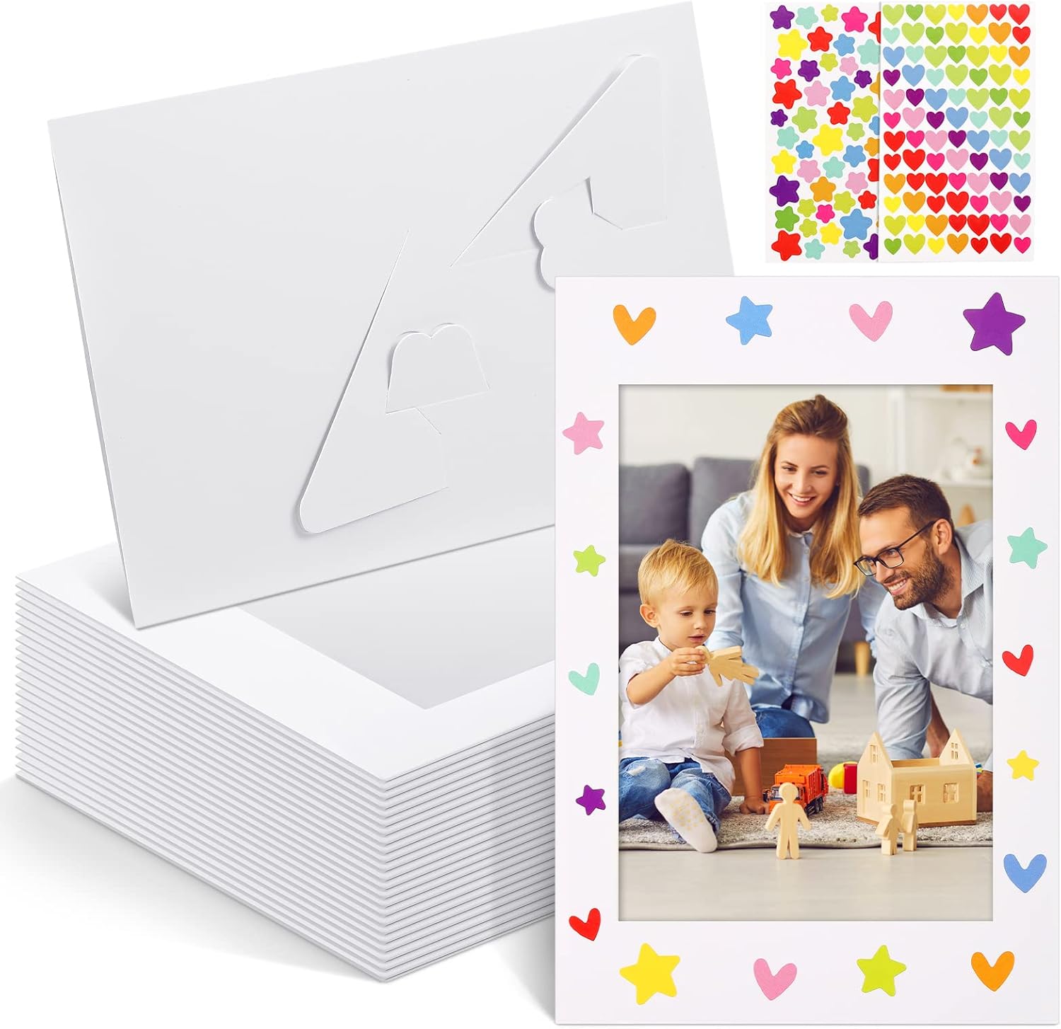 Jecery 100 Pcs White Paper Photo Frames with Easel Stand
