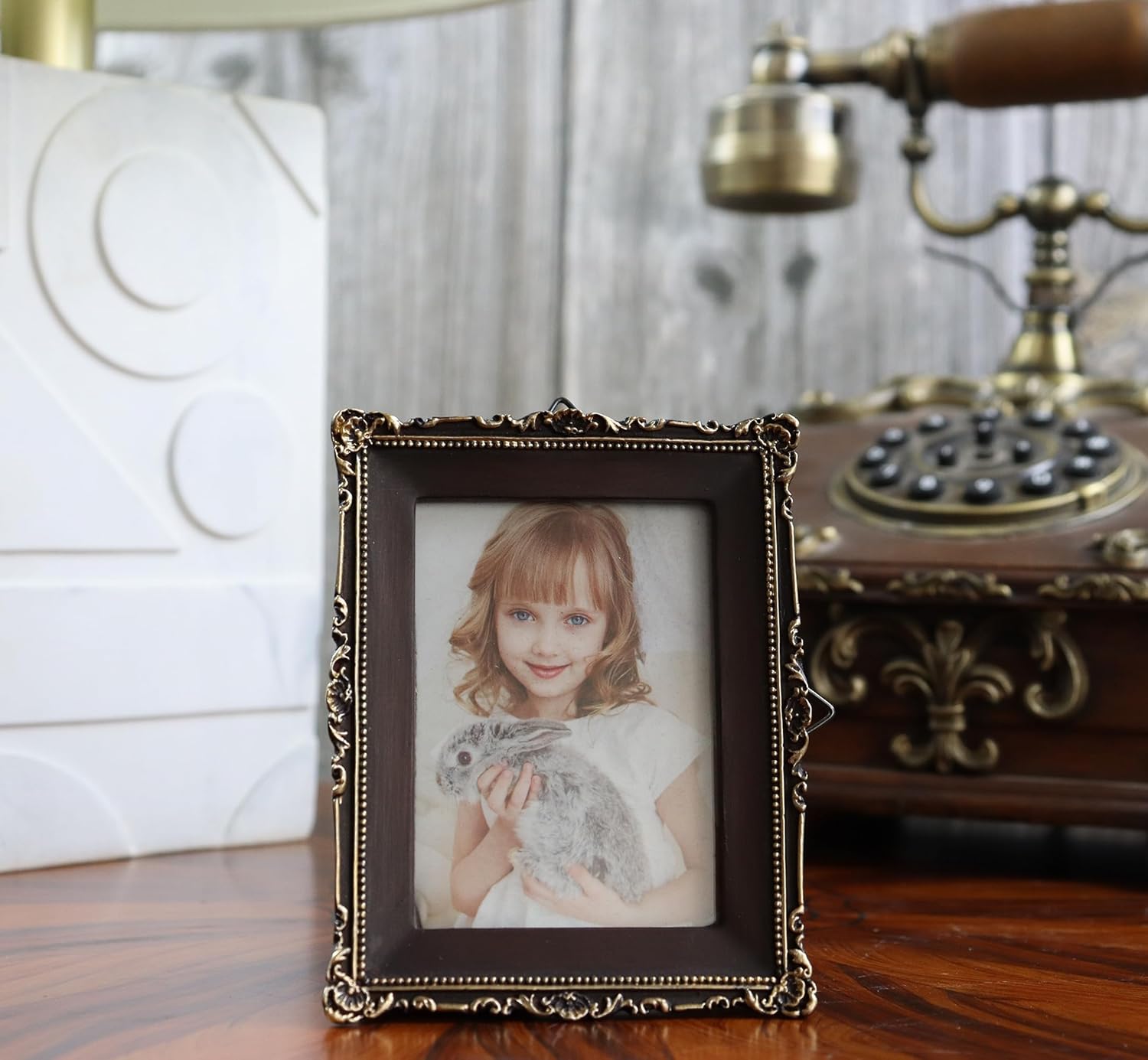 Hymmah Mini Wallet Picture Frame Ornate Resin Easel Hook Display