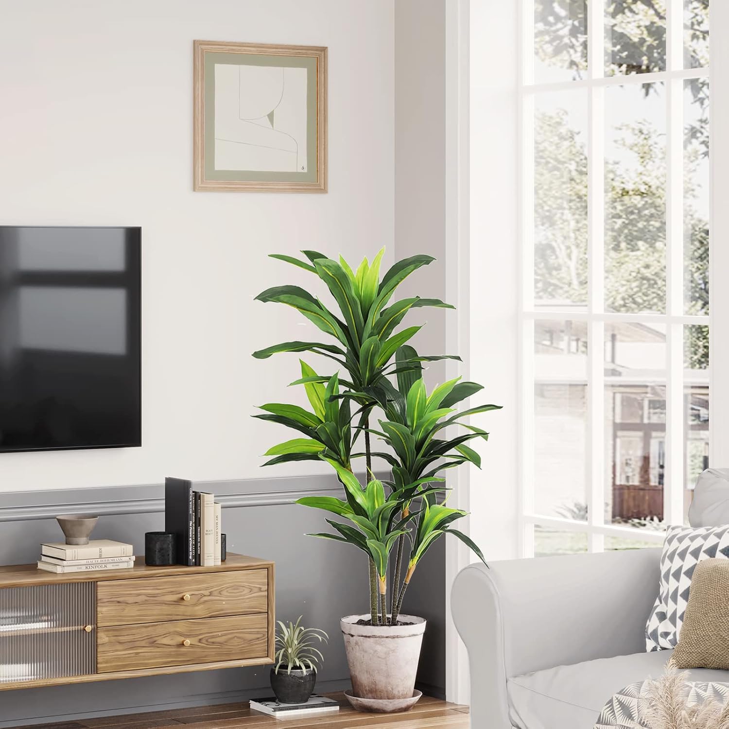 VIAGDO 4ft Artificial Dracaena Silk Plant Faux Tree for Home Decor