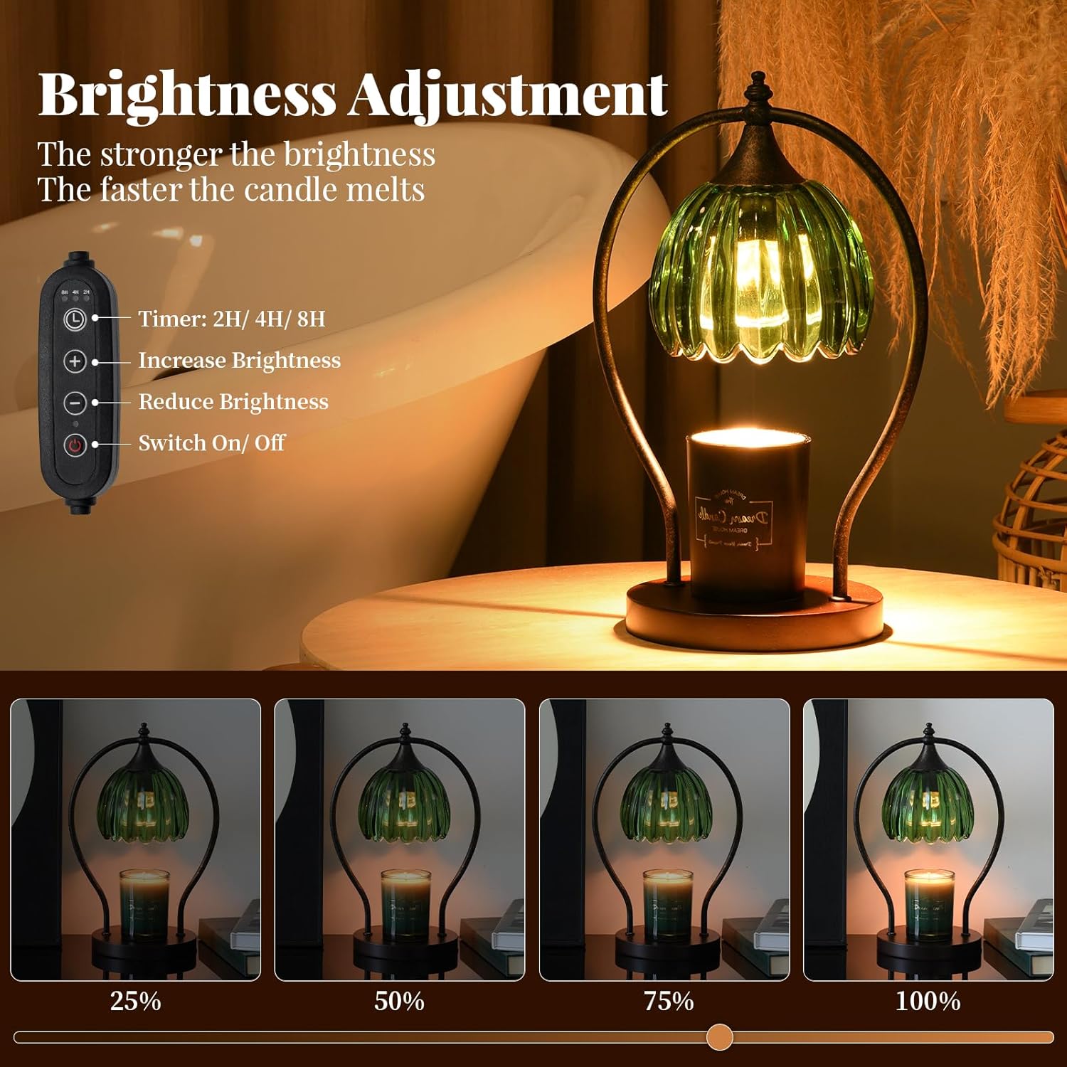 Timer Candle Warmer Lamp with 2 Bulbs