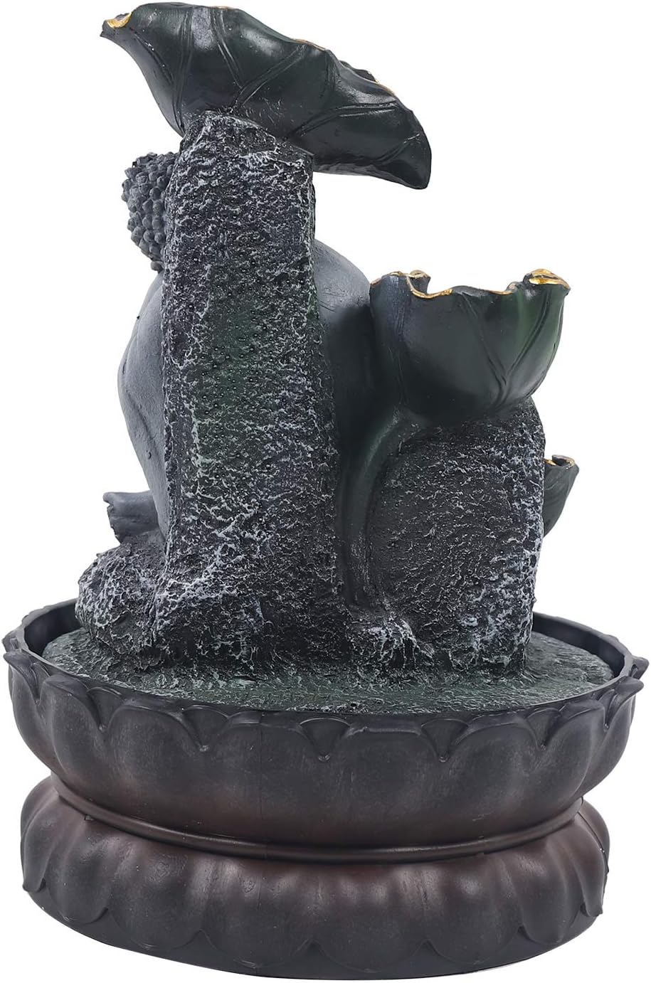 Indoor Buddha Waterfall Fountain with LED Lights and Soothing Sound for Home Office Decor