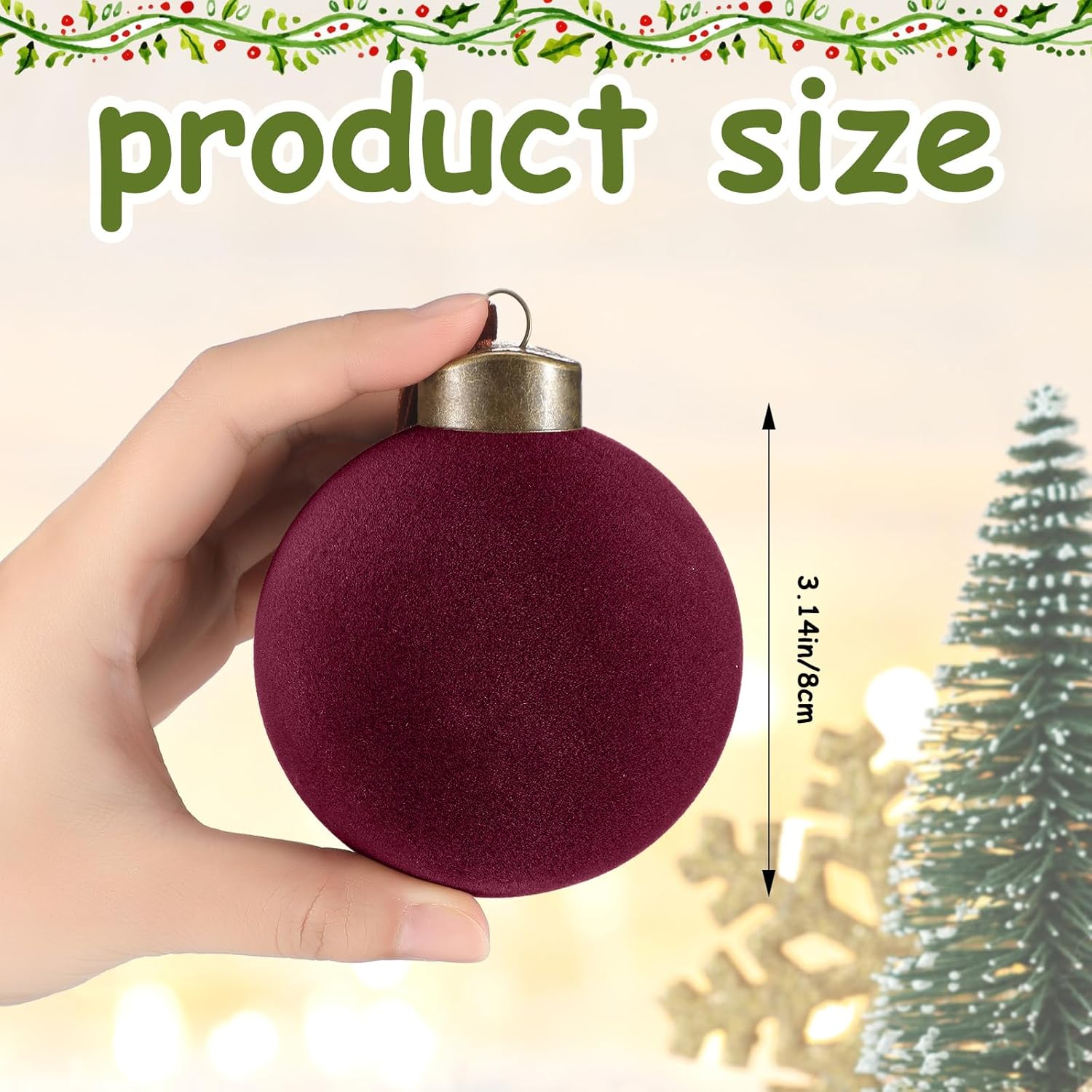 Liliful 15 Pcs Velvet Christmas Balls Decor