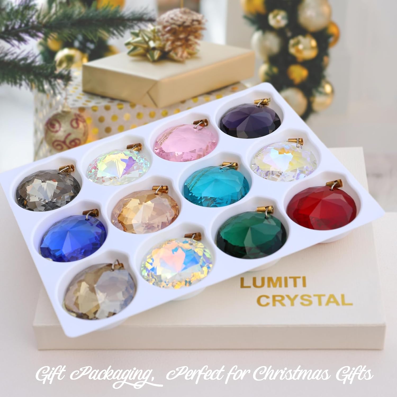 12 Pcs Crystal Glass Christmas Balls Ornaments
