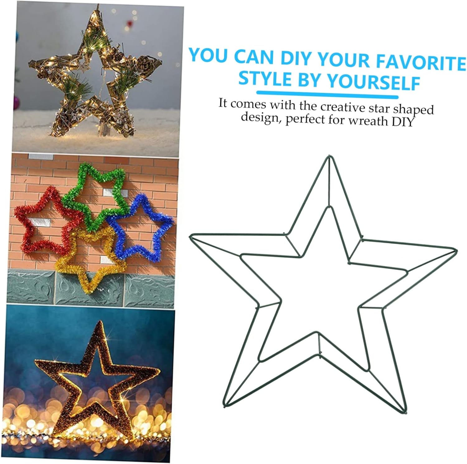 2pcs Star Shape Wreath Frame Rings for Wall Decor and Festival Decor