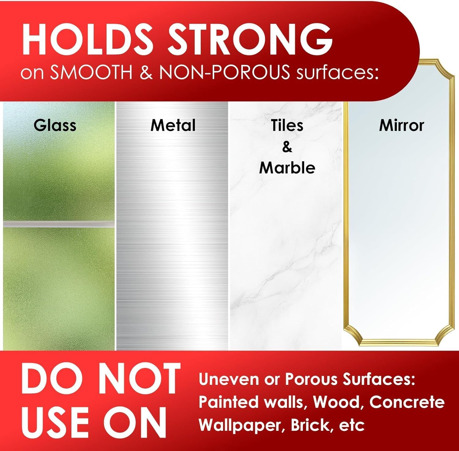 2 Pack Gold Wreath Hanger with 22LB Suction Cup Hooks for Decor