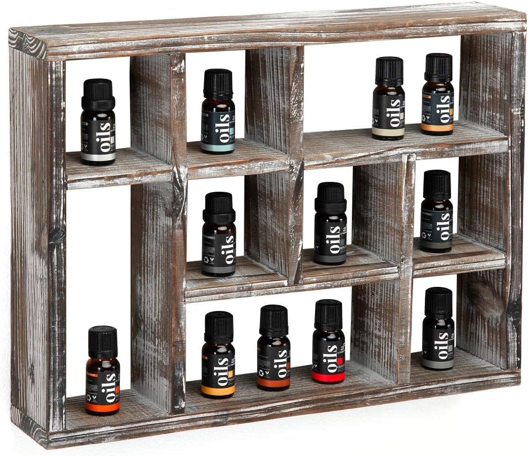 Rustic Multi-Slot Shelf Cube Display 9 Compartment