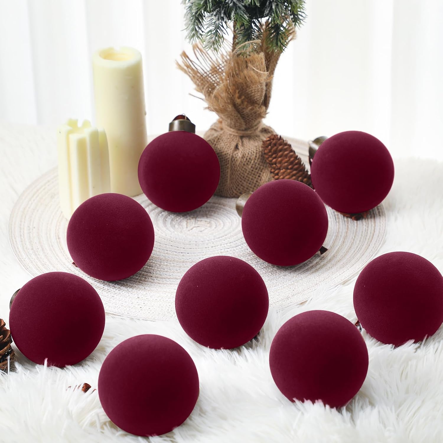 Liliful 15 Pcs Velvet Christmas Balls Decor