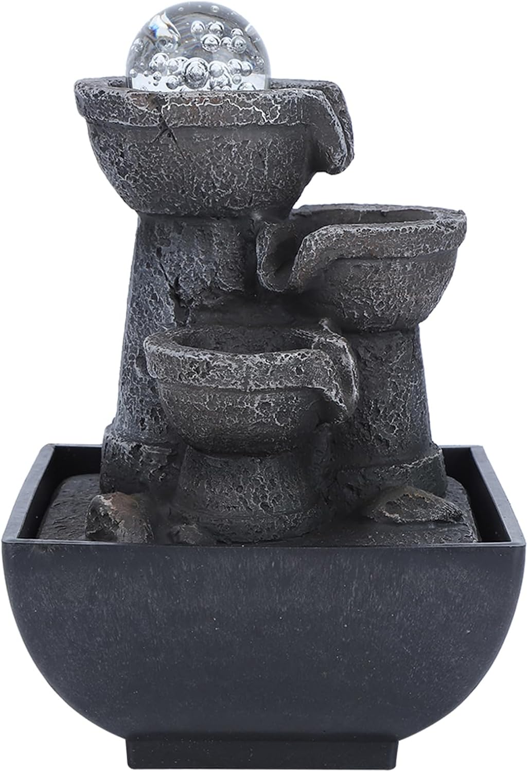 LED Tabletop Fountain with Waterfall and Ball for Home Office Decor