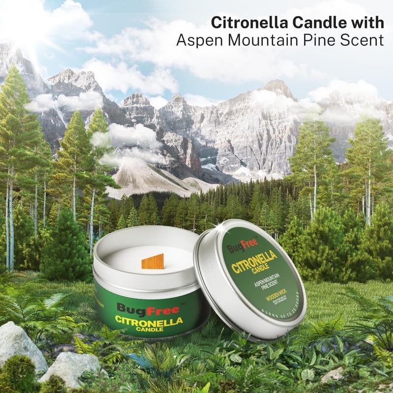 BugFree Citronella Candles Pine Scented 25 Hour Burn 2 Pack