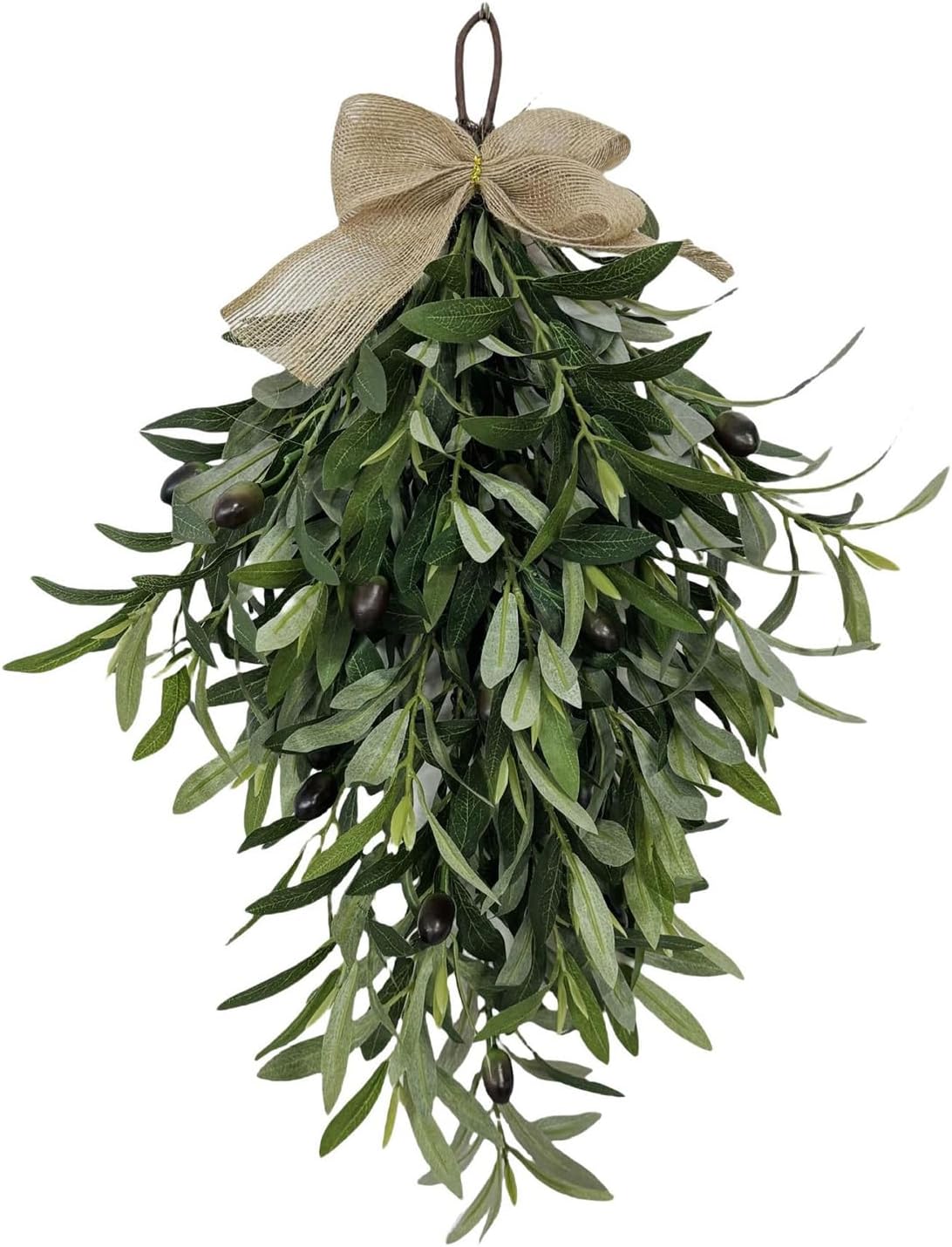 Firlar Artificial Olive Teardrop Swag 236 Inch Wreath for Front Door Bow Decor