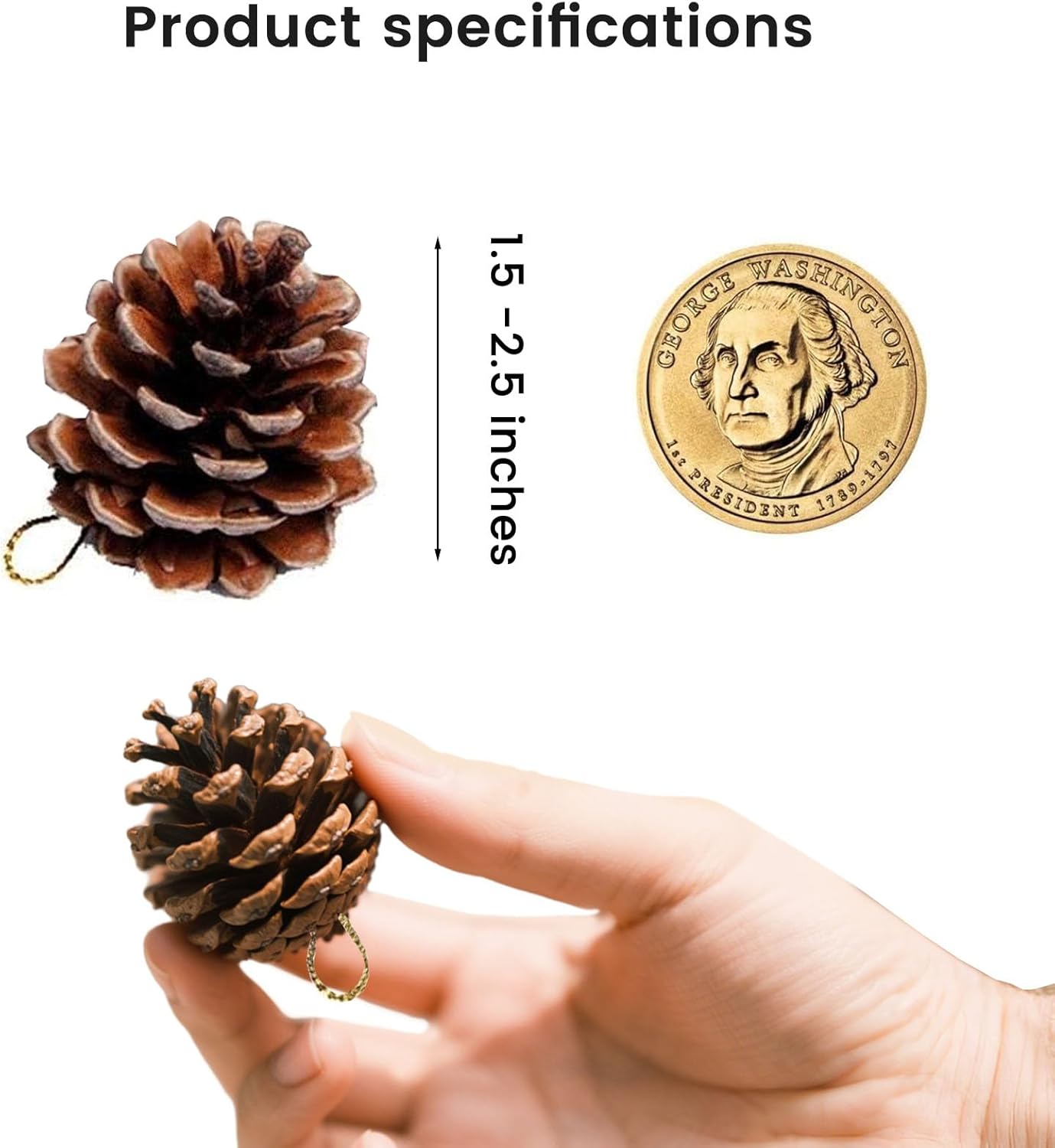 JOHOUSE 18 PCS Hanging Natural Pine Cones Garland Decor