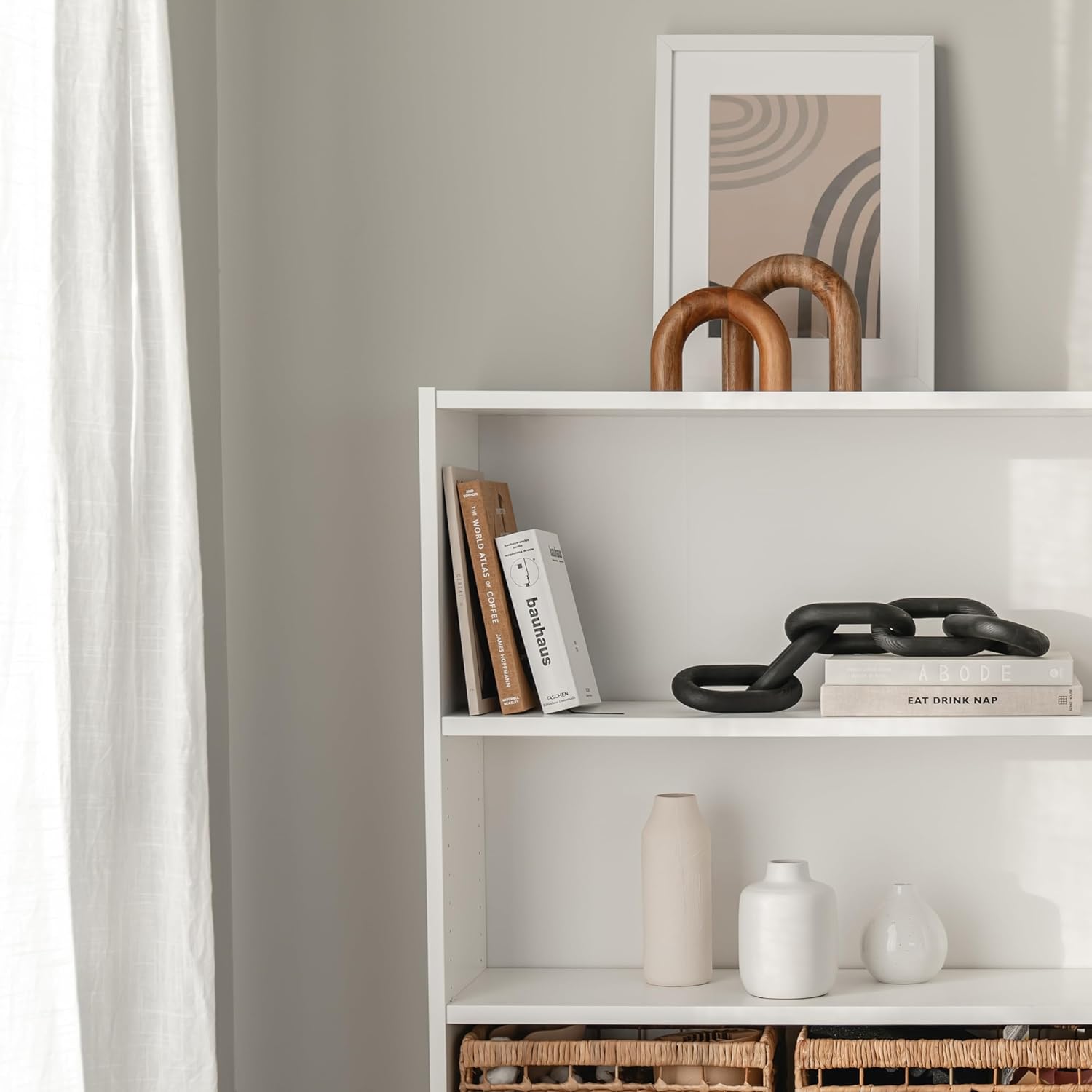 Wood Arch Bookshelf Decor - Modern Home Accent