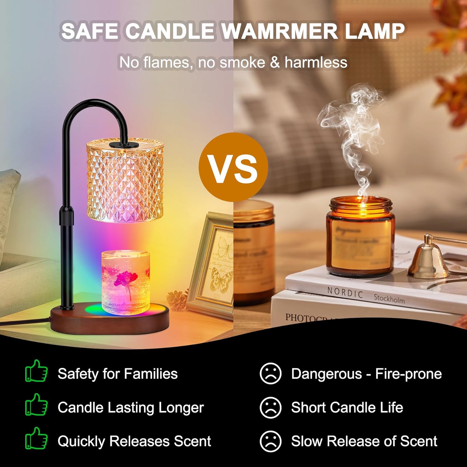 ZENLEA Candle Warmer Lamp with Timer and RGB Light