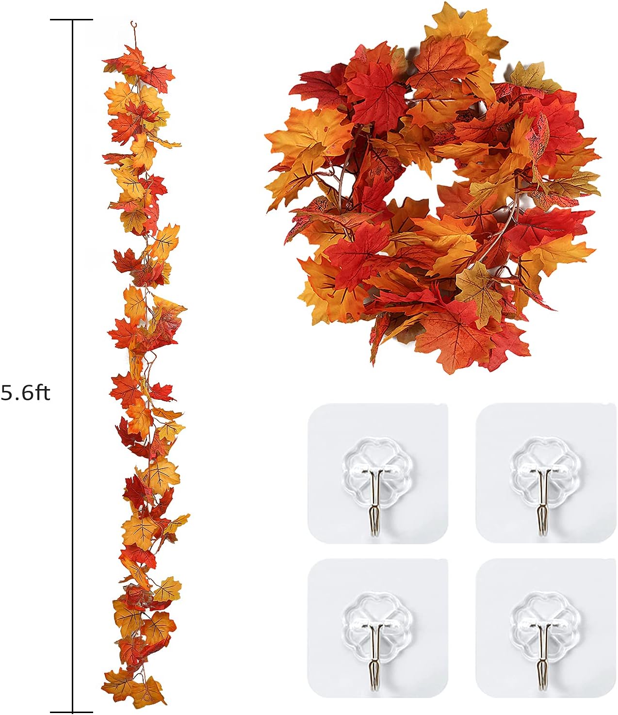 RECUTMS 2 Pcs Fall Leaves Garland for Home Decor